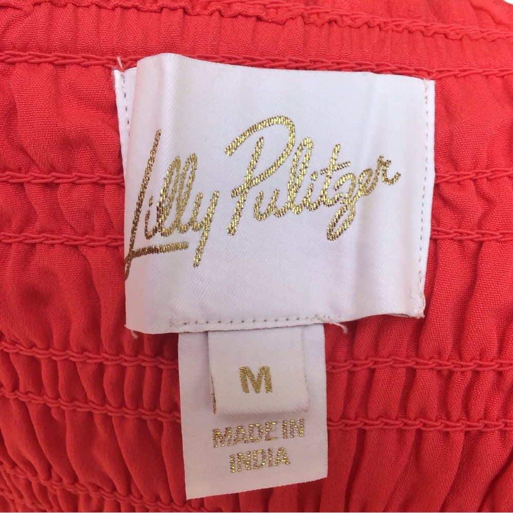 Lilly Pulitzer Coral Maxi Dress with Smocked Bodice - Picture 15 of 16